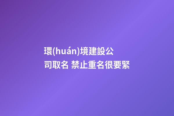 環(huán)境建設公司取名 禁止重名很要緊-第1張-公司起名-玄機派